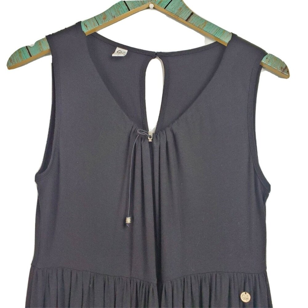 Que Women's Black Drop Crotch Sleeveless Drawstrings V-Neck Jumpsuit Size 6 NWOT - Picture 2 of 10
